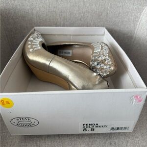 Steve Madden Gold Multi Heels with Crystal Embellishments